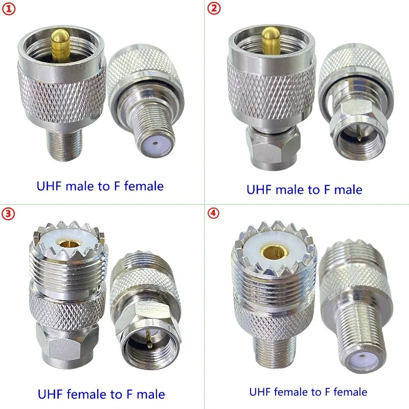 1Pcs PL259 S0239 SL16 UHF To F TV Male Female Connector UHF to F Male Female Coax Test Converter Adapter RF Brass  Fast Delivery