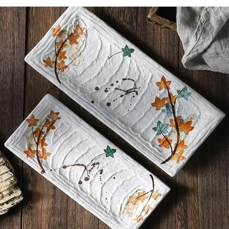 

10-дюймовый прямоугольный обеденный набор, тарелки и посуда, керамика, японская еда, тарелка для суши, коммерческая посуда