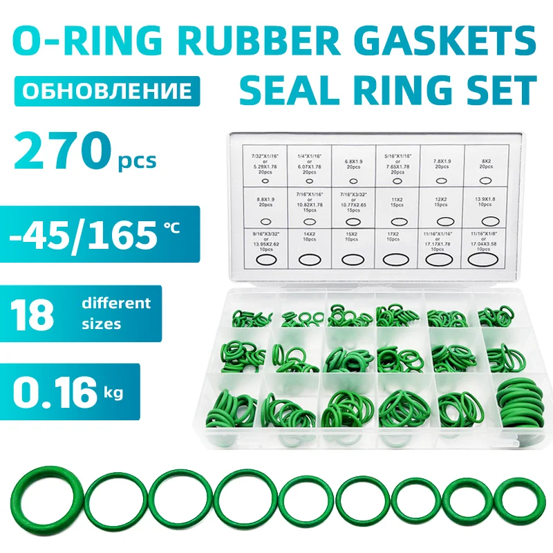 270Pcs O-ring Rubber Gaskets Seal Ring Set Nitrile Rubber High Pressure O-Rings NBR Faucet Sealing Valve O Rubber Rings Set