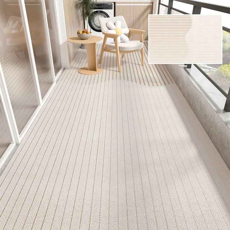 Balcony Floor Mat Waterproof Sunscreen Non-slip Carpet Pvc Leather Line Texture Outdoor Rug Large Area Home Decoration Mats 양탄자