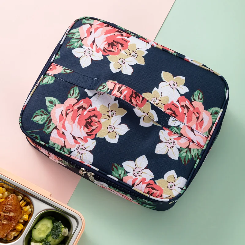 Large Capacity Women Thermal Lunch Bag Thicken Cooler Ice Pack Insulated Square Food Carrier Picnic Stoarge Bags for Work