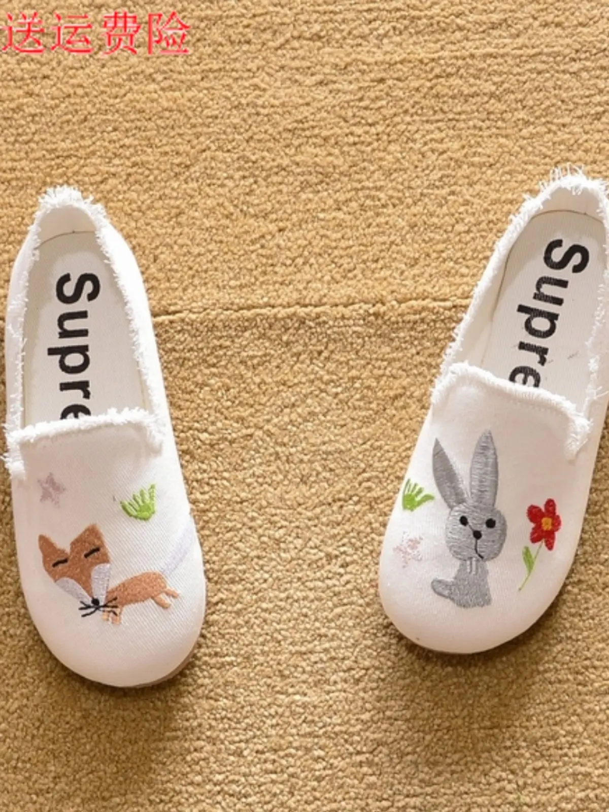 Careaymade-Embroidery flat loafers shoes,round toe bean shoes flat bottomed lazy shoes,white cloth casual women's platform shoes