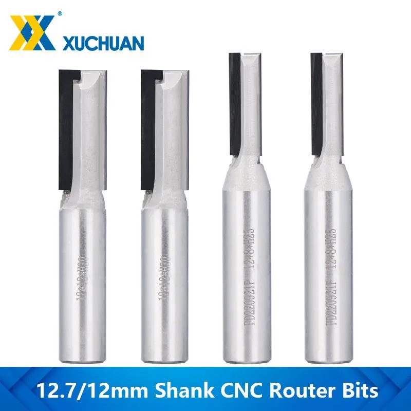 

CNC Router Bits 1/2 12mm Shank End Mill Carving 2 Flute Wood Engraving Straight Milling Cutter Straight Slotting Cutting for MDF