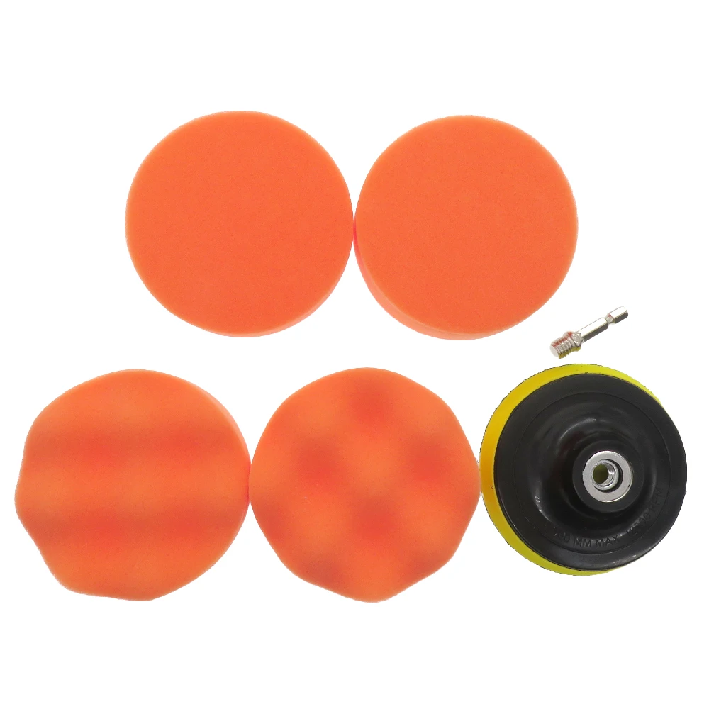 4 Inch 5Pcs Sponge Polishing Pad with M10 Adapter Backing Plate 100 mm for Automobile RV and Motorcycle Polishing or Waxing