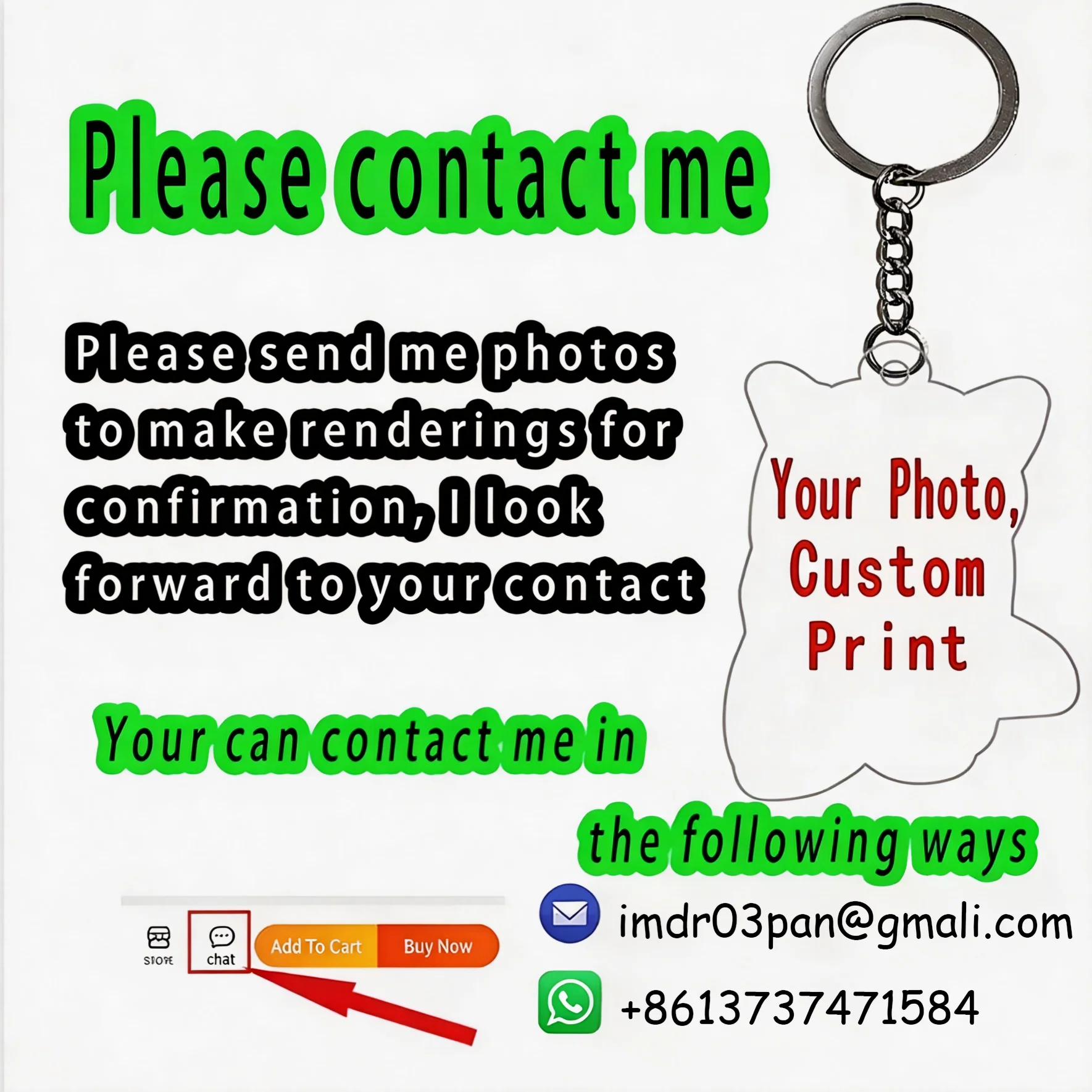 100Pcs Custom Acrylic Keychain Personalized Anime Logo Photo Keyring Double Sided Free Design Mockup 24-48H Production