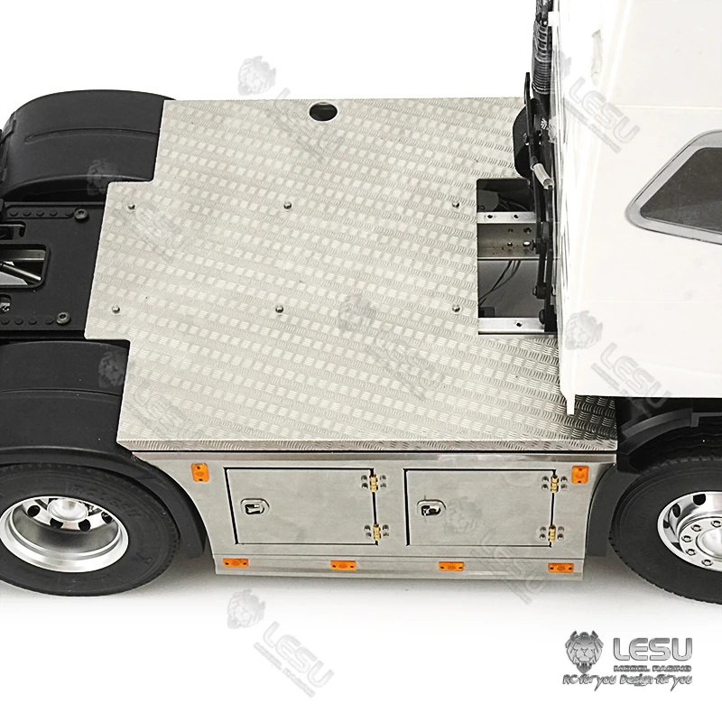 LESU metalowe boczna dokładka z przybornymi lampkami do 1/14 TAMIYA VOLVO FH16 ciągnik siodłowy zdalnie sterowany Model samochodu DIY