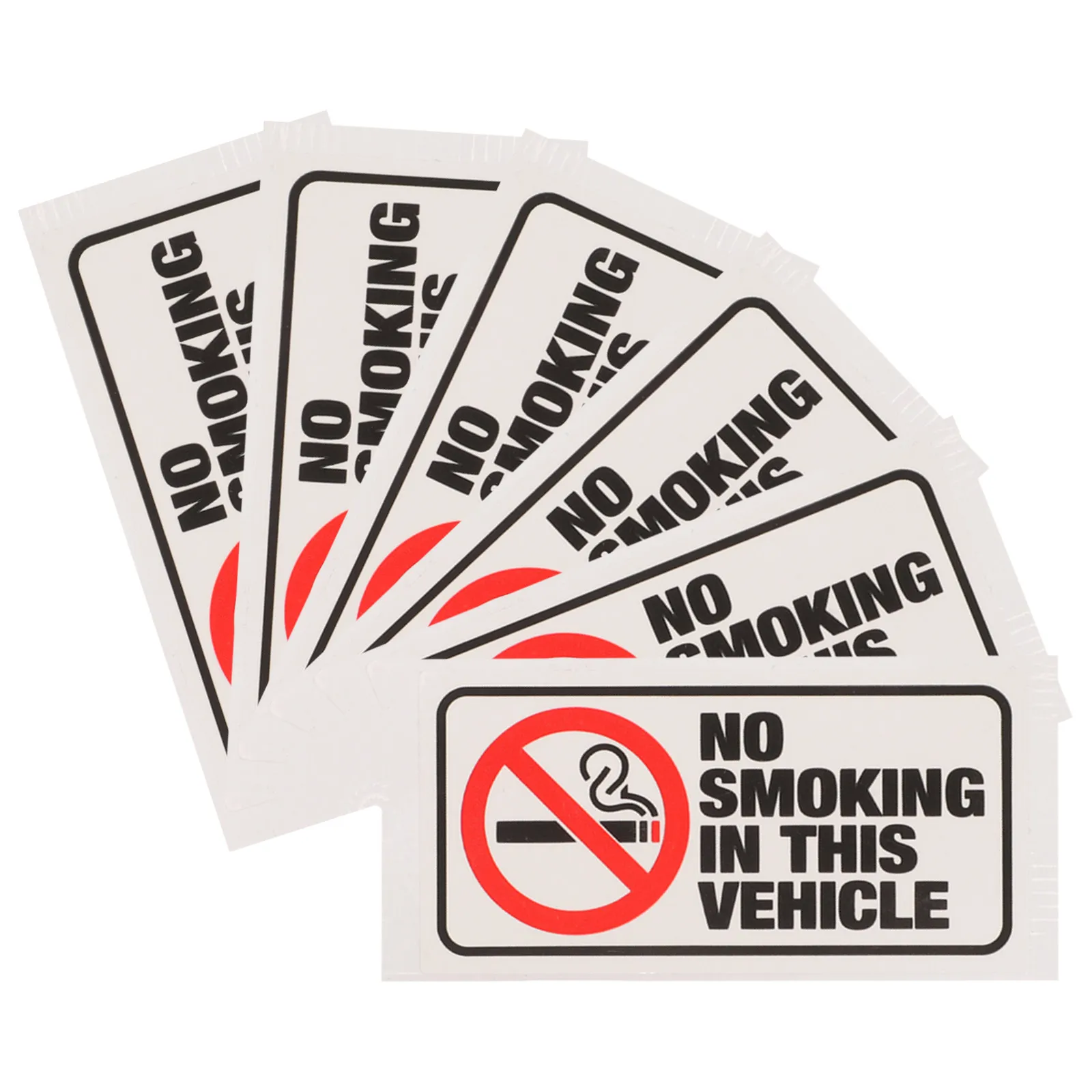 6Pcs No Smoking in This Vehicle Decal Self Stick Warning Label for Automobiles Easy Apply Strong Adhesion No Fall Off Design