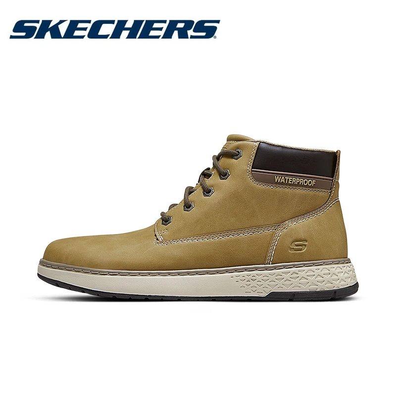 

Skechers Men Fashion Outdoor Boots Leather Casual British Style Shoes 2025 New Male Casual Waterproof High Top Motorcycle Boots