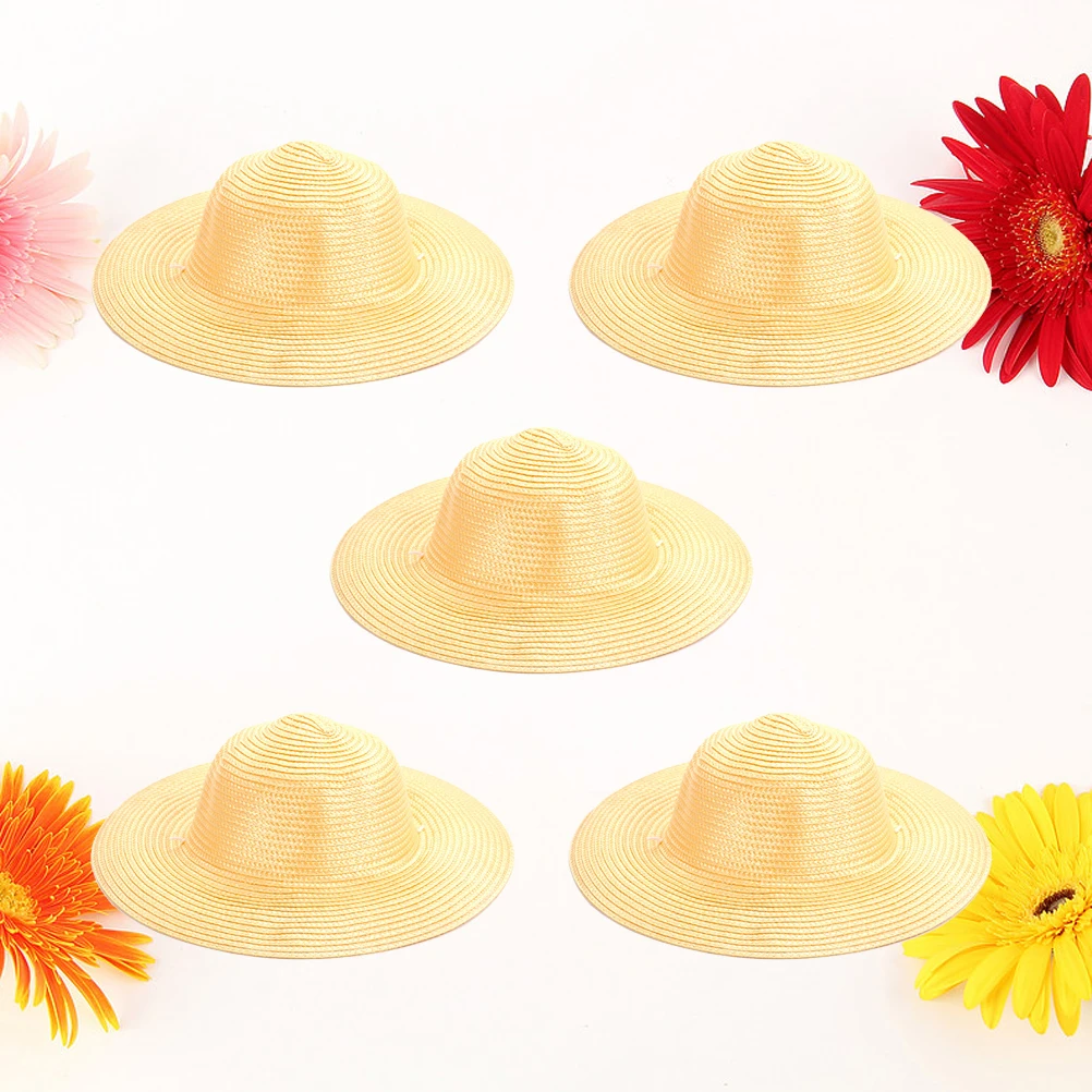 어린이를위한 5 Pcs 드로잉 밀짚 모자 그림 모자 Diy 해변 낙서 여름 나만의 나무