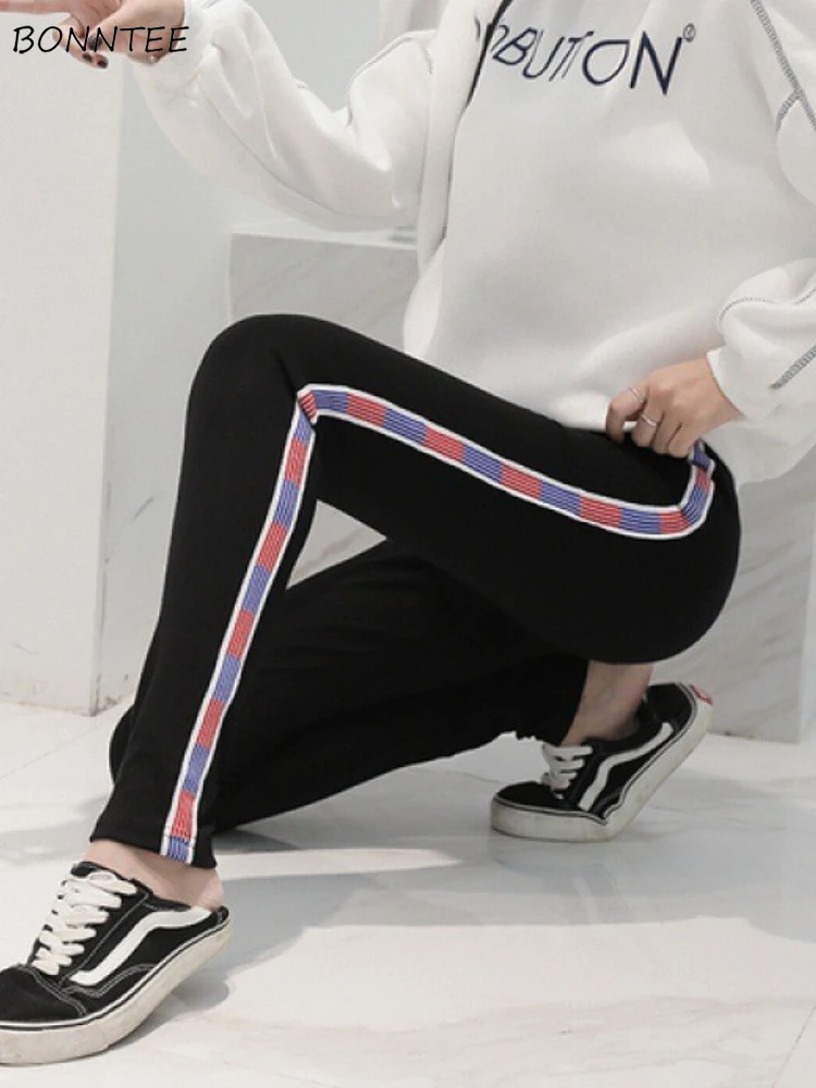 Skinny Casual Pants Women Joggers Soft Panelled High Waist All-match Streetwear Fashion Ulzzang Personality Pantalones De Mujer