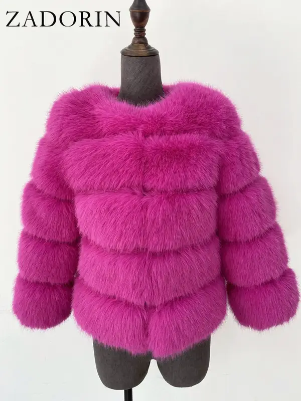 ZADORIN S-6XL Mink Coat Winter Black White Faux Fur Coat Woman Elegant Fluffy Faux Fur Jacket Top Short Fur Coats Woman Clothing - Image 18