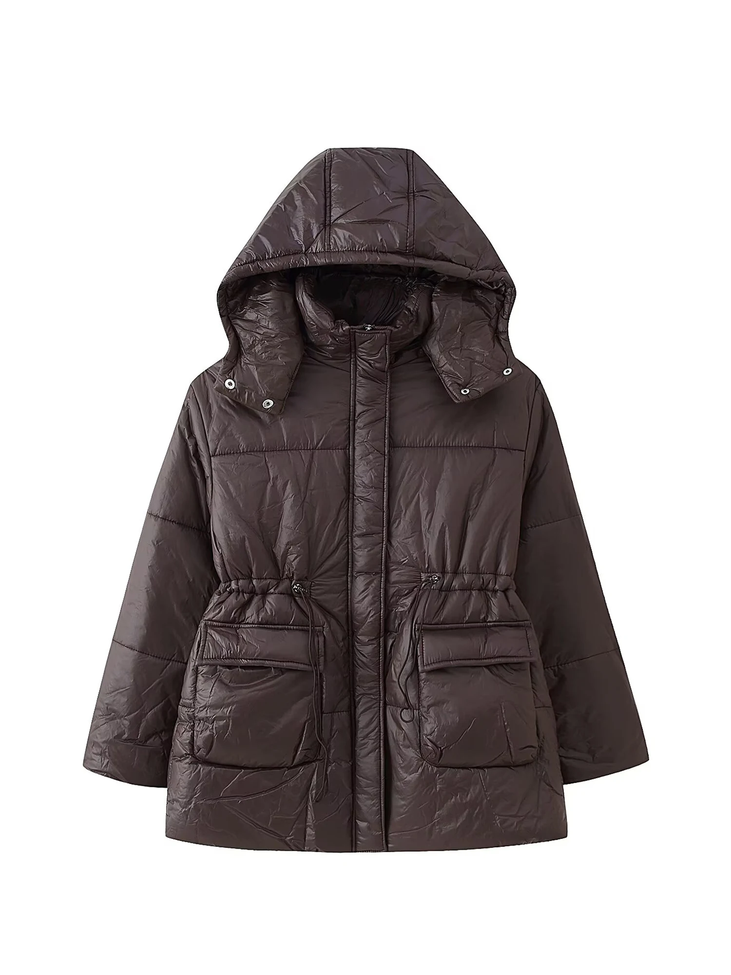 

Женская темно-коричневая куртка-парка с капюшоном, теплая утепленная верхняя одежда в стиле Харадзюку, водолазка с длинными рукавами, стеганые куртки, винтажная зима 2000-х годов