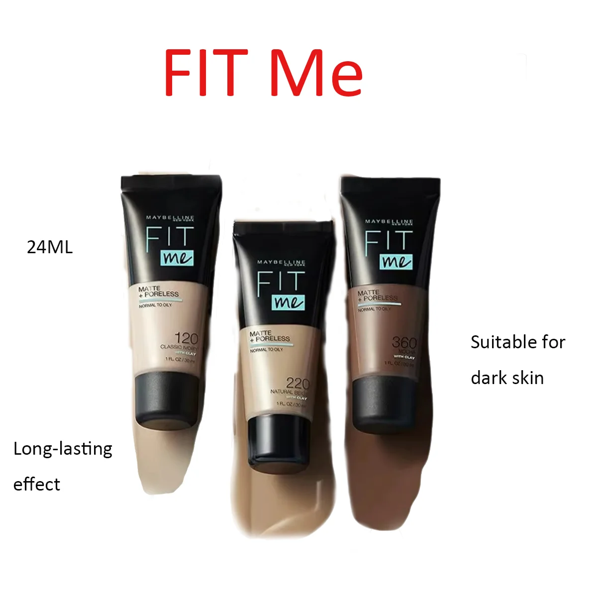 24ml Korean Cosmetics Fit Me Black Women Oily Dry Face Foundation Flexible Micro-powders To Help Blur The Appearance of Pores