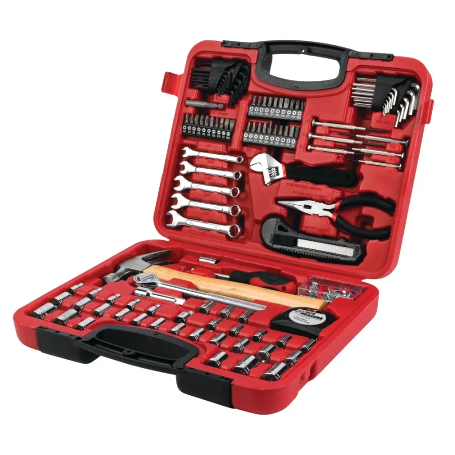 

W1532 107-Piece Home and Auto Tool Set for DIY Repairs and Maintenance Durable Hand Tools in Red with Ergonomic Handles and Com
