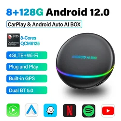PICASOU 3 CarPlay AI Box with Android 12 Wireless CarPlay Android Auto 8GB 128GB Support 4G SIM Card HDMI Output