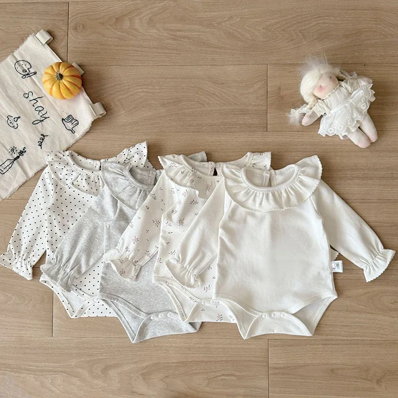 

2025 New Autumn Toddler Baby Girls Bodysuits Long Sleeved Cotton Printing Infant Baby Girls Jumpsuit 0-4Yrs Children Clothes