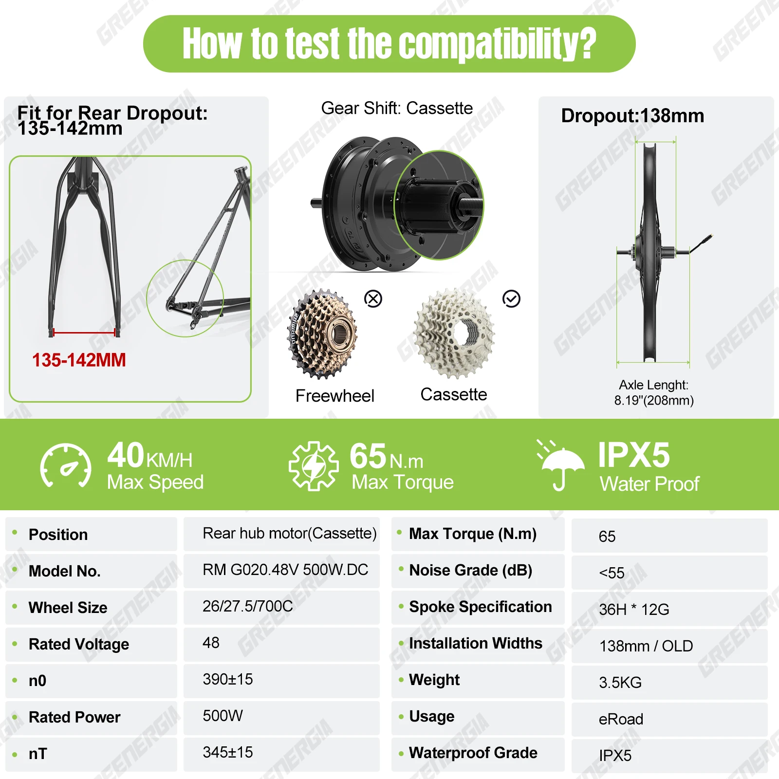 Bafang 48 فولت 500 واط المحور الخلفي مجموعات المحرك EBike محرك عجلة دراجة كهربائية فرش السيارات دراجة تحويل عدة بطارية 13Ah 20Ah