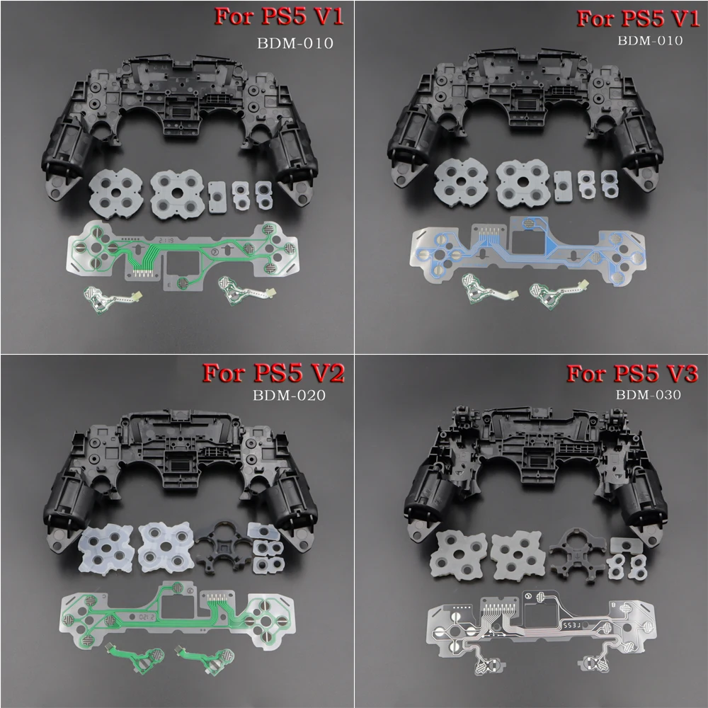 For PS5 V1 V2 V3 BDM-010/020/030 Controller Gamepad Middle Frame Bracket Conductive Film & Button Conductive Rubber Pad