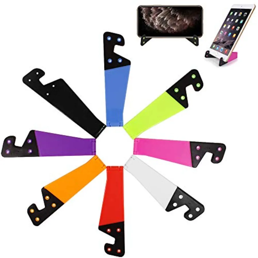 SourceTon 8 PCS 범용 포켓 크기 다채로운 휴대용 접이식 V 모델 휴대 전화 홀더 데스크탑 스탠드 마운트 홀더 크래들