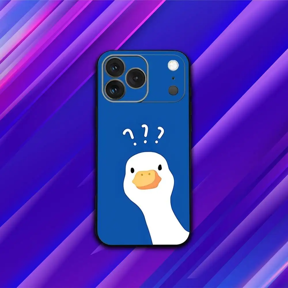 حافظة هاتف D-Duck Cartoon G-Goose لهاتف iPhone 17,16,15,14,13,12,11,Pro,Max,Plus,X,XS,SE4,E,Mini,Soft Black Case
