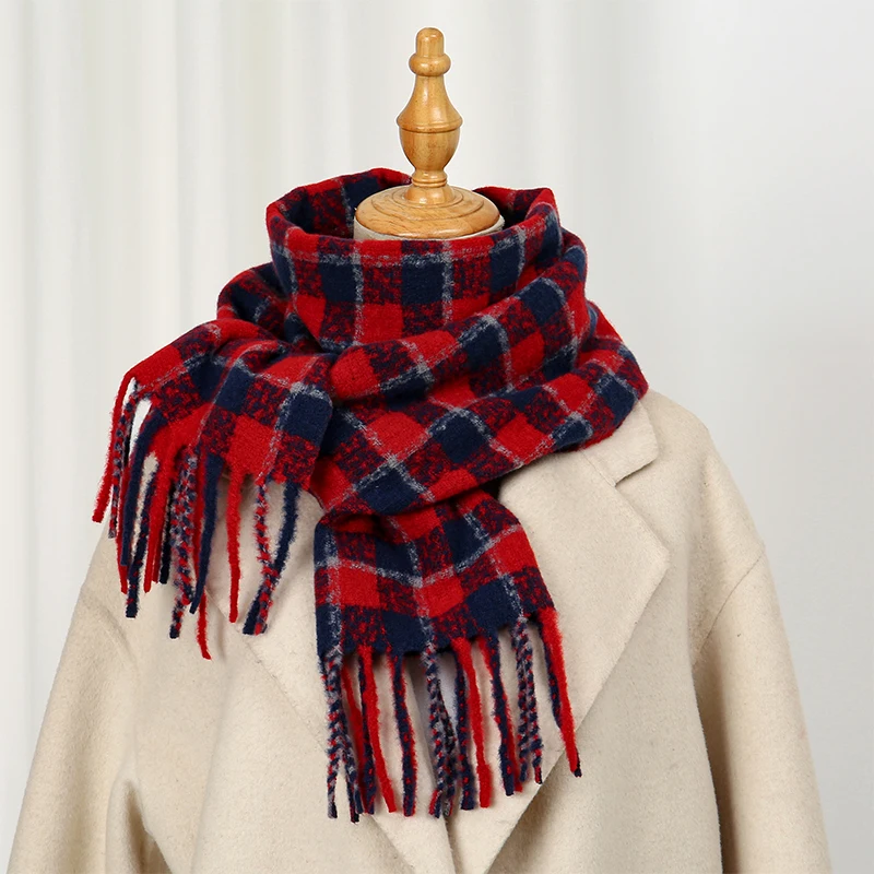 

Luxury Designer Plaid Imitation Cashmere Women Scarf Shawl Winter Thick Warm Neckerchief Foulard Echarpe Wrap