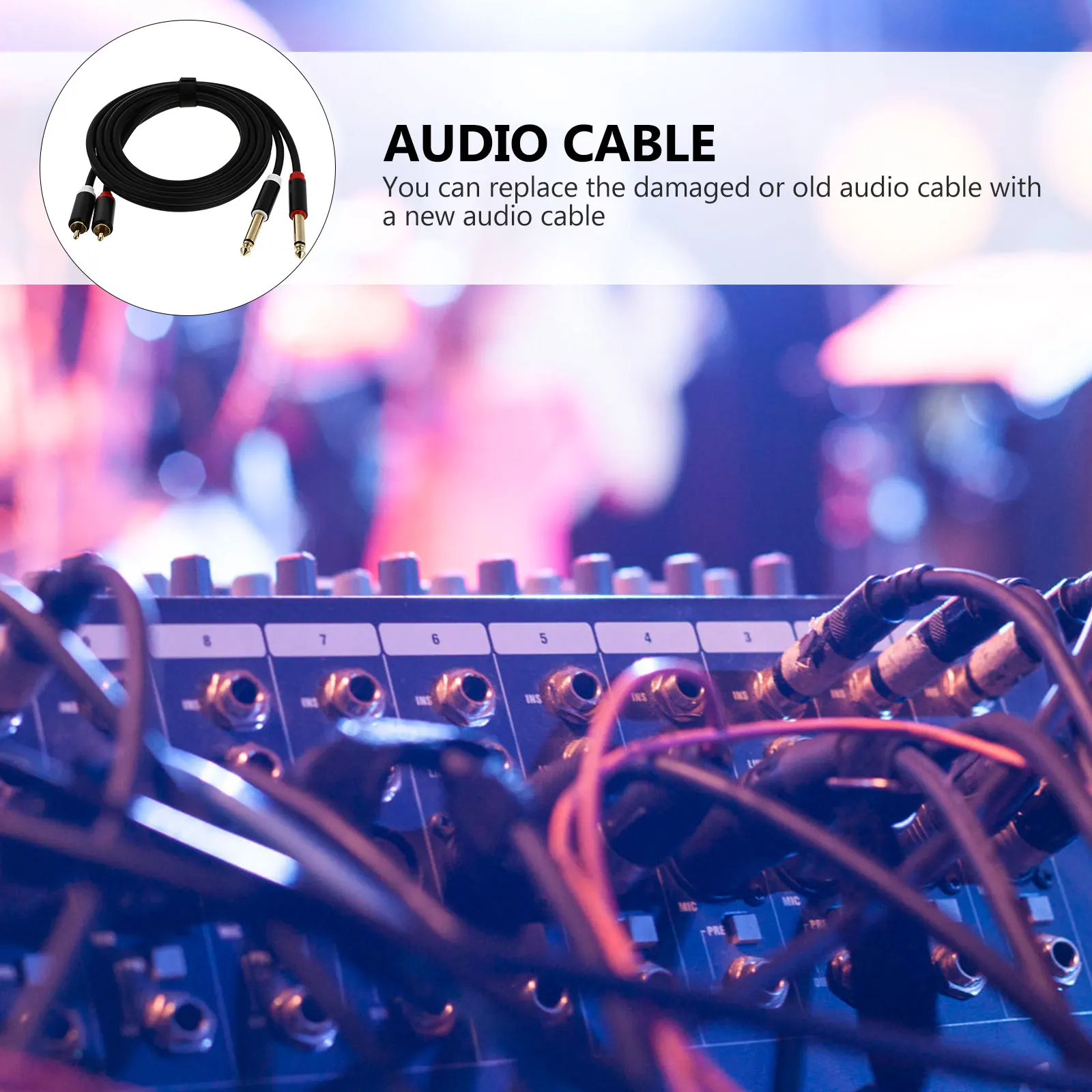 

2 Pcs Audio Cable Durable Gilded Mixer Creative Amplifier Speakers Anti Interference PVC Copper Wire Aluminum Shell