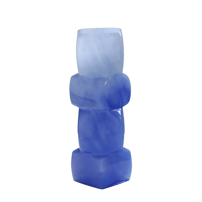 

Medieval style caramel color gradual change square new Chinese style medieval glass vase advanced atmosphere ornament
