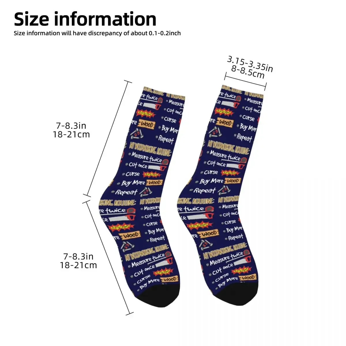 Woodworking Routine Measure Twice Socks Harajuku Super Soft Stockings All Season Long Socks Accessories for Unisex Gifts