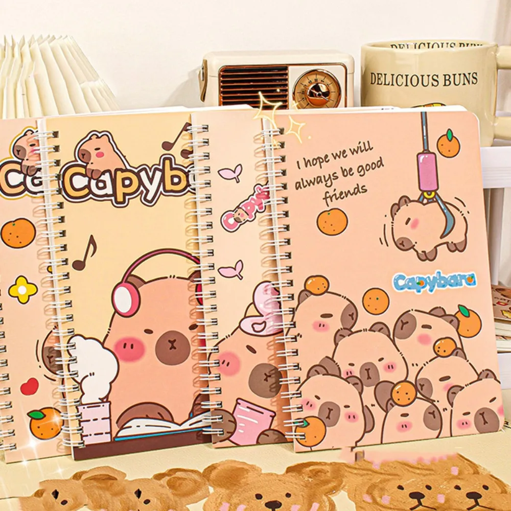 Imagem -03 - Kawaii Capybara Bobina Notebook Pequeno Bloco de Notas Linha Inner Pages Material Escolar e Escritório Bonito