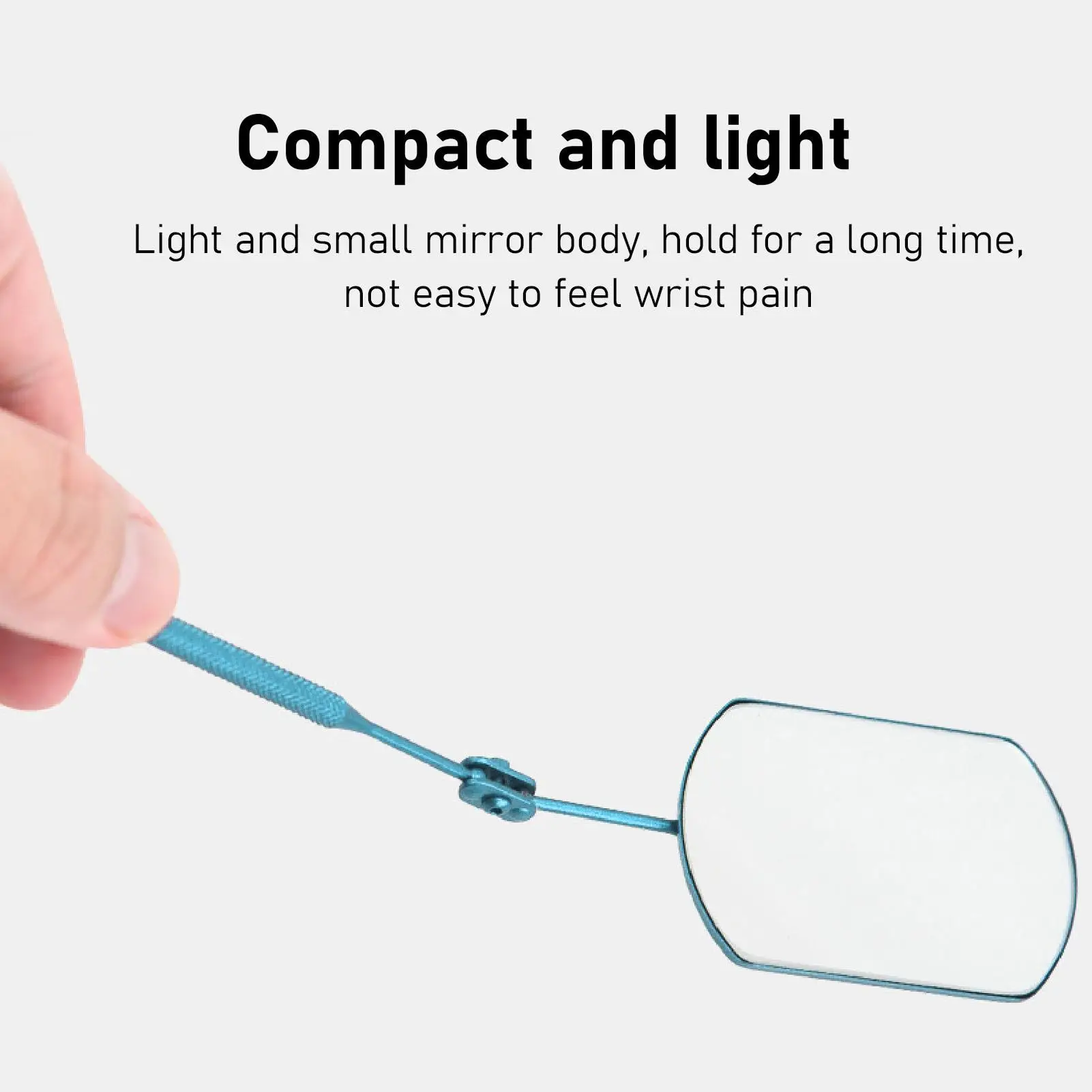 360° Rotating Eyelash Extension Mirror - Lightweight, Rustproof, Foldable Design in Light Blue, High Hardness for home Use