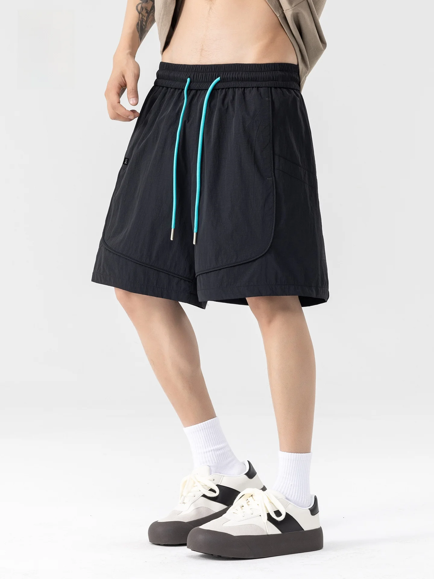 

Мужские повседневные шорты из нейлона с завязками на талии, прямые, дышащие, летние, модные, для работы, быстросохнущие