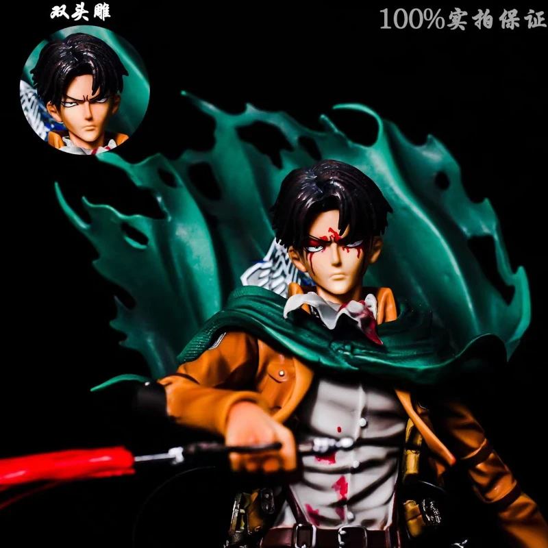 

33CM Mikasa Levi Ackerman Battle Damage Ver PVC Anime Figure Collectible Statue Doll Model Gift Toy Decor