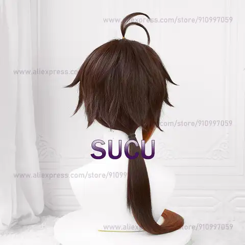 Game Genshin Impact Zhongli Cosplay Peruk 90cm Lång Anime Peruker Halloween COS Hår Värmebeständigt Syntetiskt Hår 10 best sales Genshin Impact-cosplay - №8