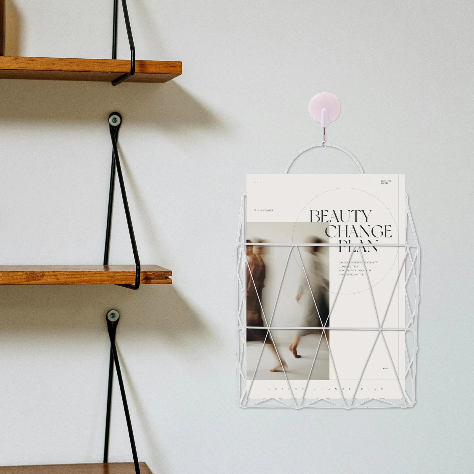 

Wall Hanging Magazine Rack Iron Wear-Resistant Book Organizer Office Home Decorative Wire Shelf Household Hanging Book Holder