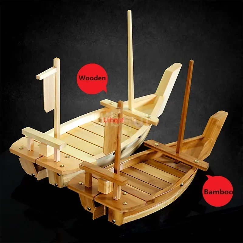 Big 40cm to 90cm Japanese Cuisine Sushi Boats tray seafood Wooden Tool Wood Restaurant Handmade Ship Sashimi Assorted Cold Dish