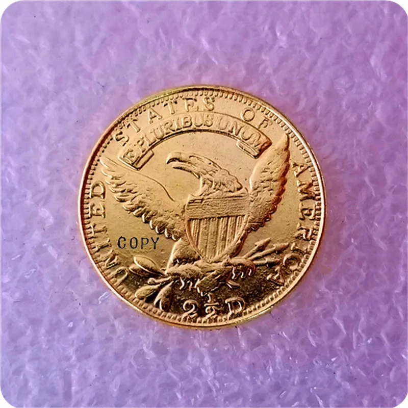 1831 الولايات المتحدة الأمريكية 21⁄2 دولار "رأس عمامة - ربع النسر" عملة ذهبية نسخة عملة #2