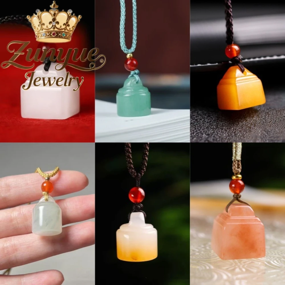 Natural Tianshan Cui Golden Silk Jade Pendant Smooth Polished Stone Ornament Unisex Elegant Daily Fashion Neck Jewelry Accessory