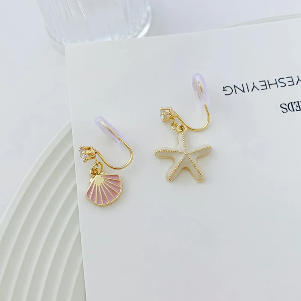 

1 Pair Clip On Women'S Shell Earrings Beach Alloy Ocean Themed Dangle Earrings Jewelry Gift Party Fashion Nautical