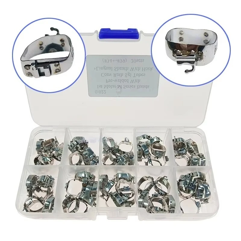 40Pcs Dental Orthodontic Bands 1st Molar Bands Prewelded Convertible Buccal Tube +Lingual Sheath With Hook Roth 0.022 M 34#+-39#