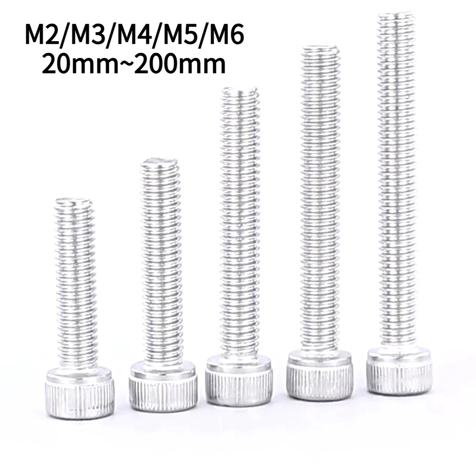 

304 Stainless Steel Extended Hexagon Socket Head Cap Screws M2 M3 M4 M5 M6 Cup Head Full Thread Cylindrical Head Bolts