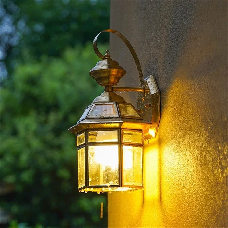 ELARA Retro Outdoor Brass Wall Lamp Waterproof IP65 Sconces LED Light for Home Porch Courtyard