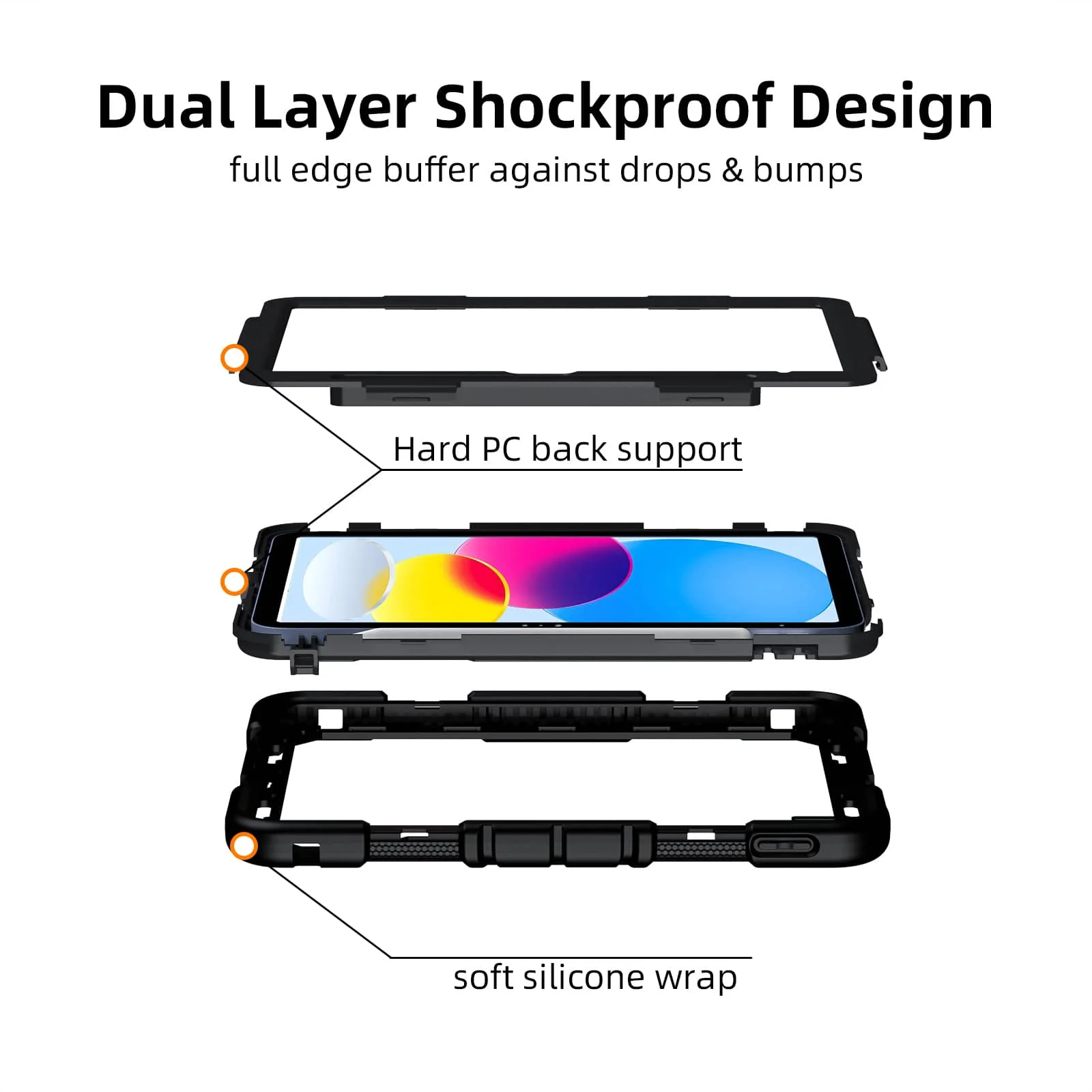 Rugged Shockproof Case for iPad A16 10th Air 4 5 Pro 11 2022, Heavy Duty Cover with Strap, Kickstand & Built-in Pencil Holder