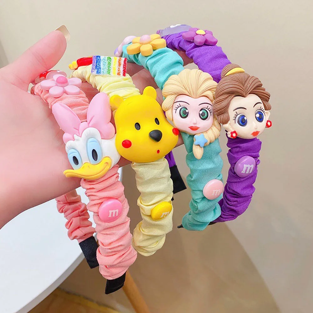 New Disney Cartoon Kawaii Fashion Fabric Headband Snow White Elsa Anna Frozen Princess Lovely Jewelry Girls Birthday Xmas Gifts