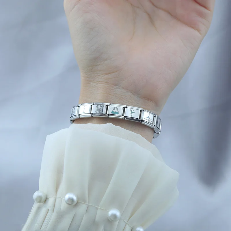 Hapiship Women 2024 New Queen Crown Beauty Bag Charm collegamenti italiani Fit 9mm bracciale in acciaio inossidabile che fa gioielli fai da te DJ1053