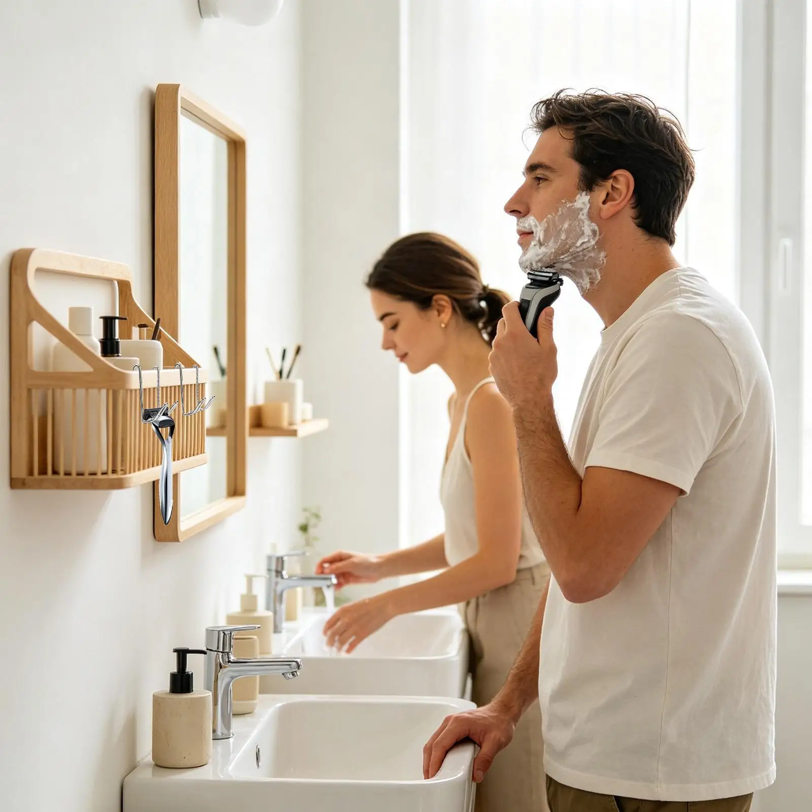 1PC Wall Mounted Shaver Racks Fashionable Bathroom shaver holder for bathroom storage saving space small items