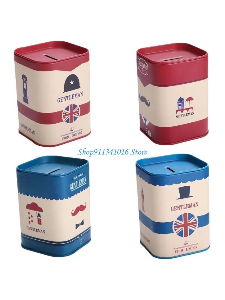 

Piggy Metal Square Gentleman Tinplate Money Saving for Case