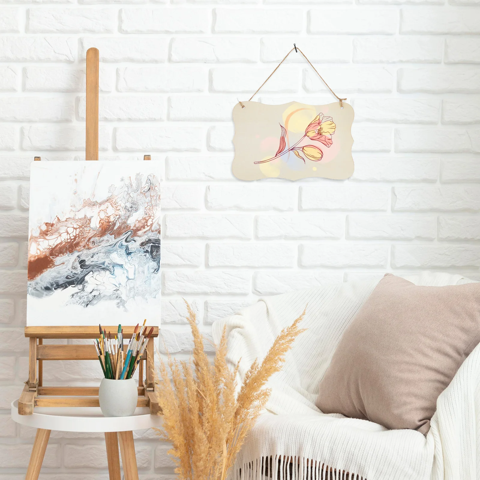 

4pcs Unpainted Blank Wooden Plaques Wall Signs Rustic Craft Blanks Decorative Hanging Door Signs Wall Decors Painting Crafts