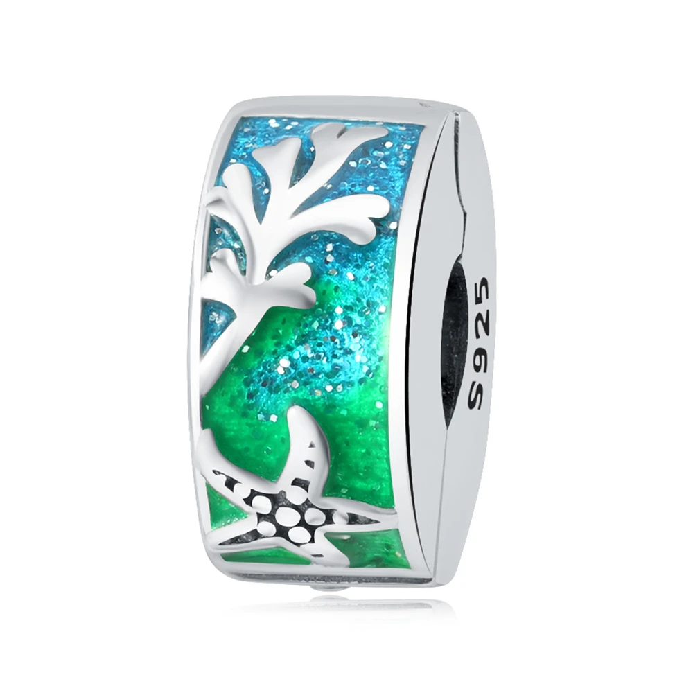 

Original 925 Sterling Silver Charms Luxury Blue Ocean Beads Fit Bracelet Diy Women Making Delicate Gift Jewelry