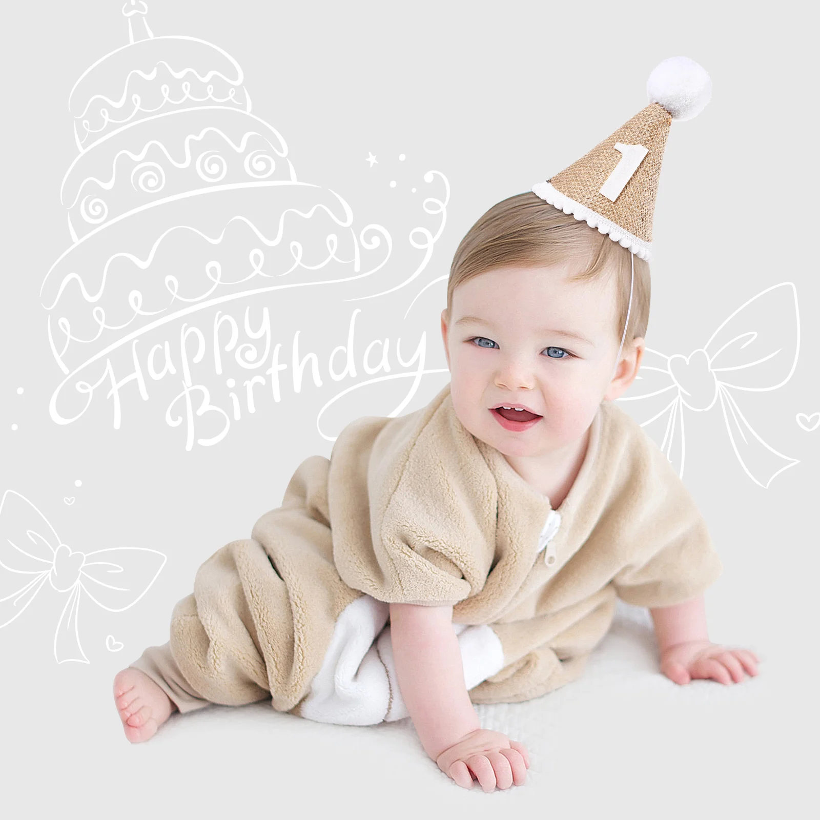 Birthday Party Hat Fashionable Supply Clothing Hair Additional Decoration First Cap Baby Linen Headwear