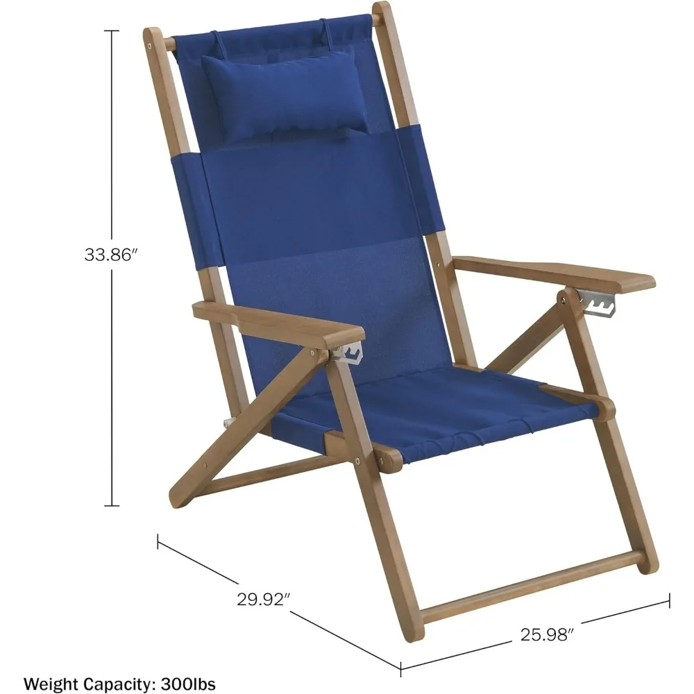 Foldable Chair Outdoor Weather-Resistant Wood Folding Chairs With Carry Straps and Reclining Seat-Beach Essentials Adult Camping